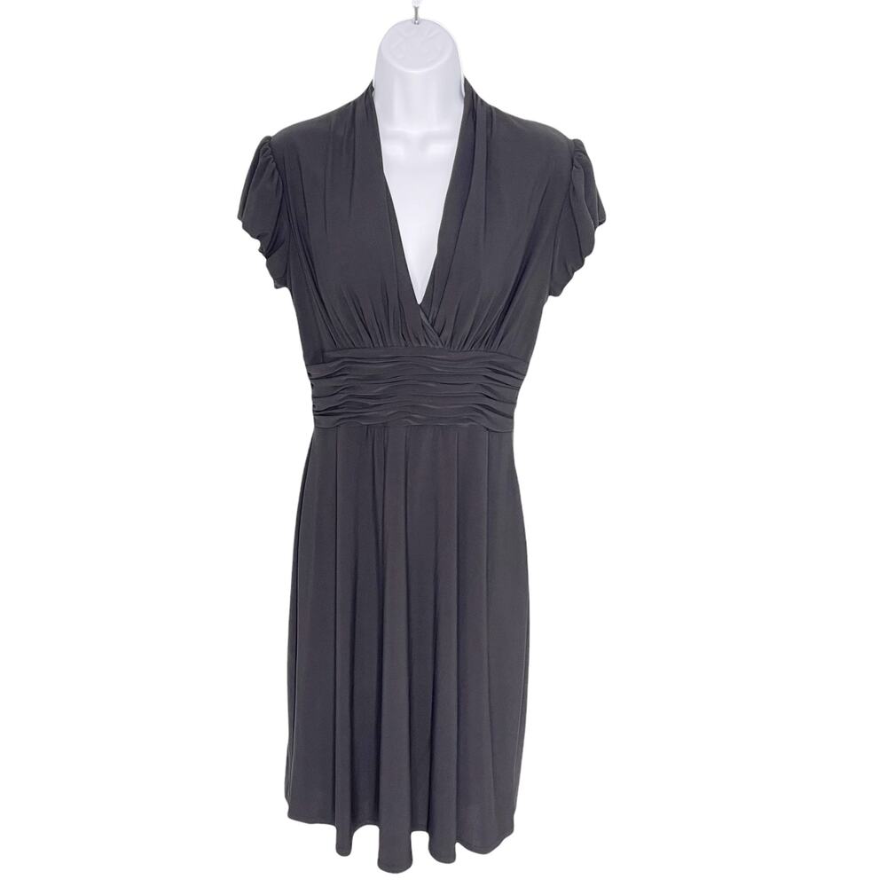 Evan Picone Ruched Waist Dress Black Short Sleeve 8